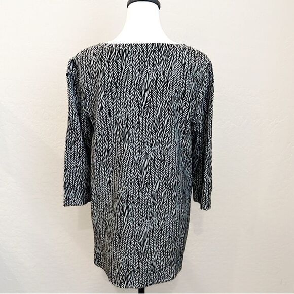 Chicos Zenergy Tunic Top Black White Soft French Terry 3/4 Sleeve Size 1 Medium - Picture 6 of 12
